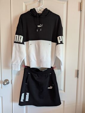 PUMA Black & White Women's Athletic Sweatshirt & Skirt Set S/M